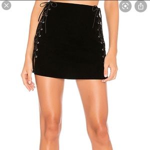 Luna Velvet Lace Up Mini Skirt in Black (XS)